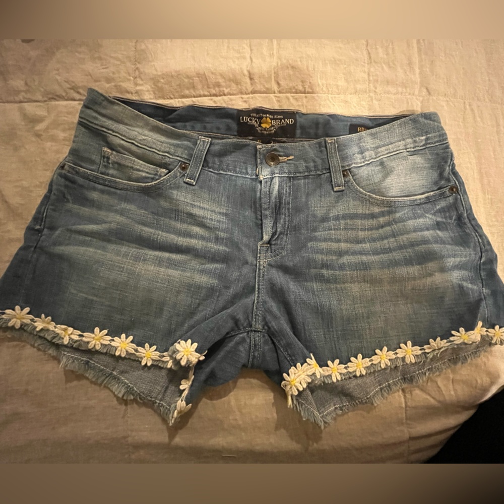 Lucky Brand Denim Cut Offs with Daisy Details